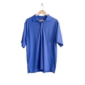 Greg Norman For Tasso Elba Men Polo Golf Shirt Play Dry Blue Medium